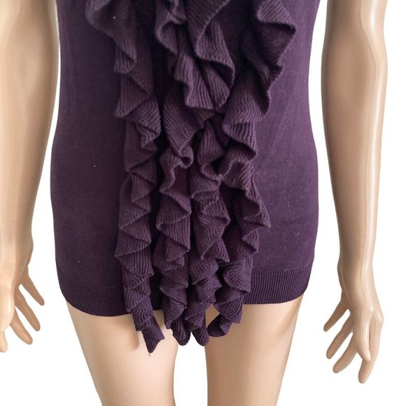 Sweater Women's Medium Purple Ruffled Buttoned Front Stretch - Picture 4 of 8